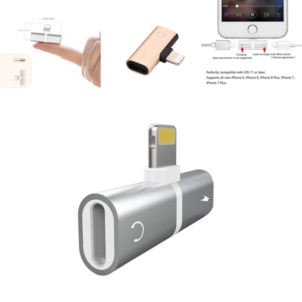 For Iphone X 8 7 2 In 1 Adapter Aux Splitter Audio Headphone Charge Cord Cable Charge