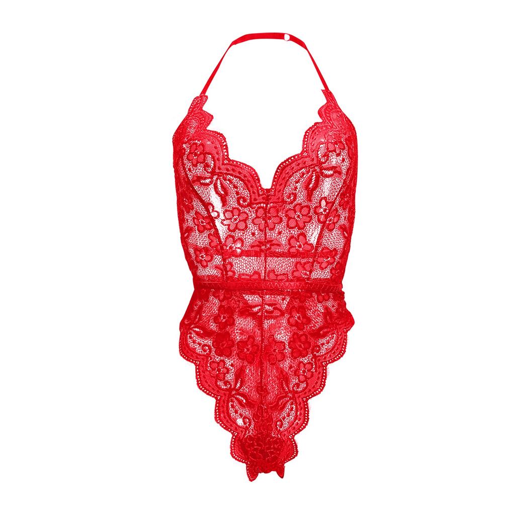 Women's Sexy Lingerie Lace Lace Deep V Open Back Lace-up One-piece Underwear