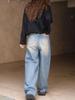 Louvre Retro Waxed Wide-Leg Jeans for Women - Autumn/Winter Fashionable Korean Style