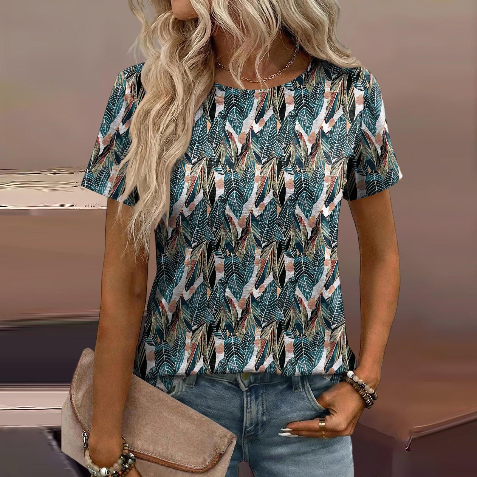 

Женская модная повседневная футболка свободного кроя с принтом L синий