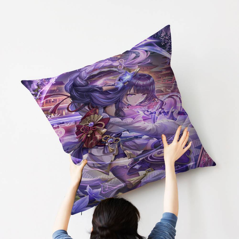 G-Genshin Impact Raiden Shogun Stitch Lucky Dragon Pillow Cover Sofa Cushion Cover Home Room Decoration Children Gift