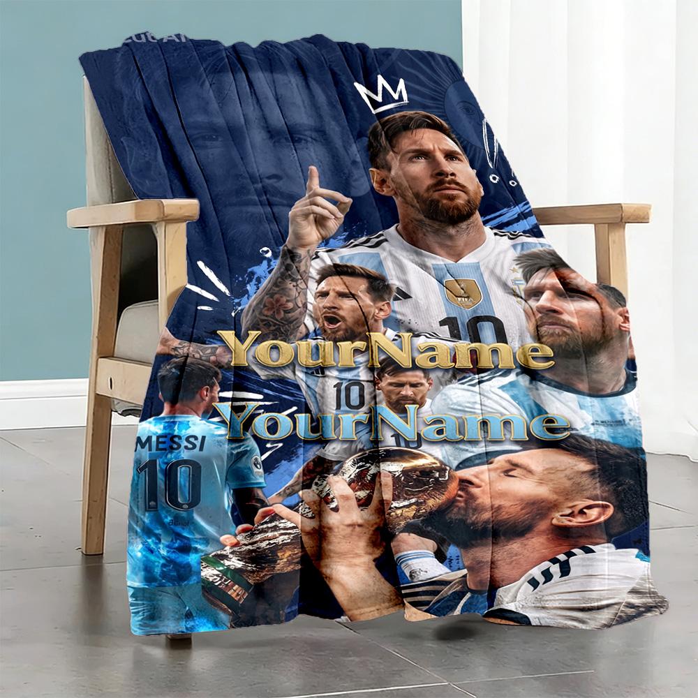 Messi 260 Customize Text Blanket Cozy Customizable Blanket Comfortable Suitable for Chair Bedding Office Picnics Four Seasons Universal