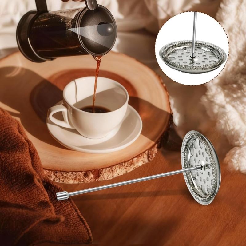 Universal 4In French Press Filter Replacements Set Includes Spirals and Crosses Disk Stainless Steel Plunger and Screens