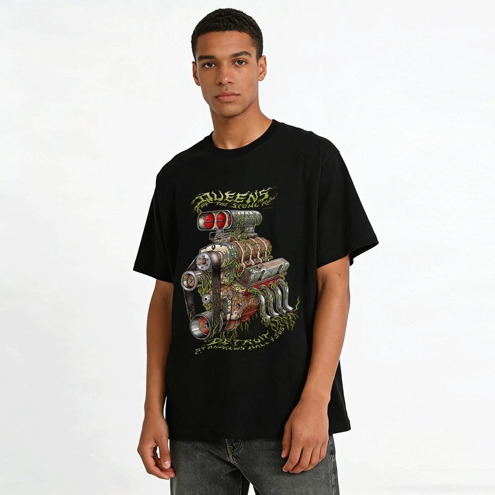 Queens of the Stone Age Vine Engine Print Casual Tee Pure cotton T-shirt