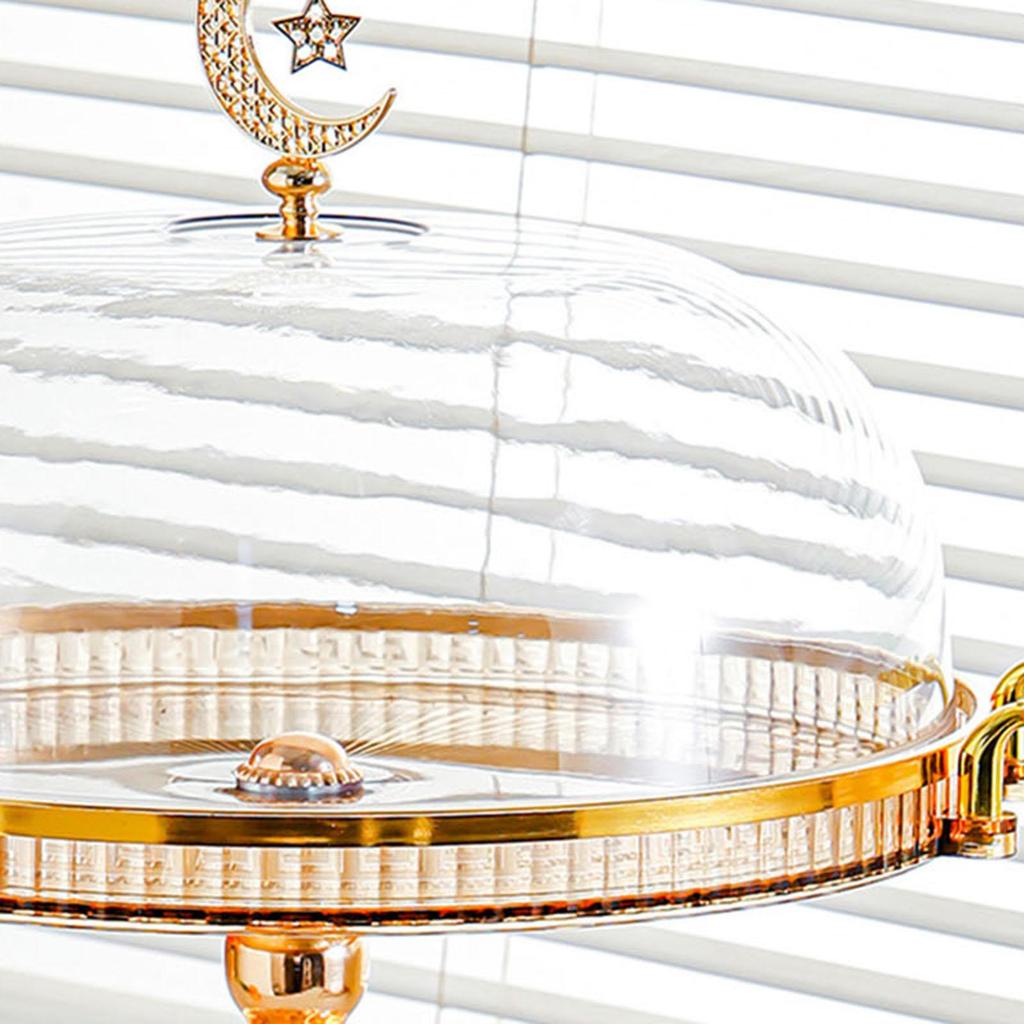 Elegant Cake Dome Cover with Gold Handle Versatile Dessert Presentation Plate for Birthday Christmas Events