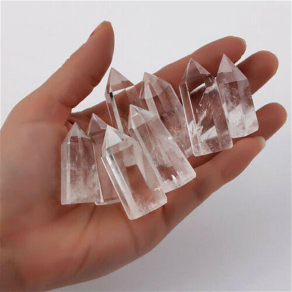 30-40mm Natural Clear Quartz Crystal Wand Point Obelisk Rock Energy Healing Crystals Column FengShui Home Decor Ornaments 3-4cm