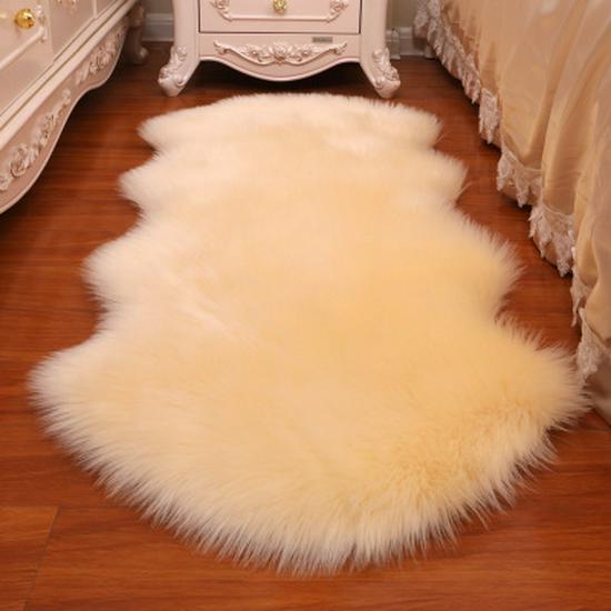 Modern Minimalist White Long-Pile Carpet for Bedroom, Living Room, or Decorative Display