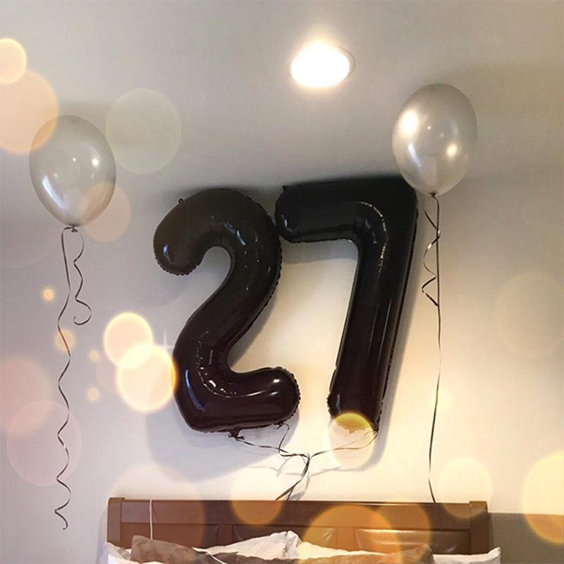 40 Inch Black Figure Foil Number Balloon Anniversary Birthday Party Decoration Adult Bridal Shower Digital Ballon Kids Globo