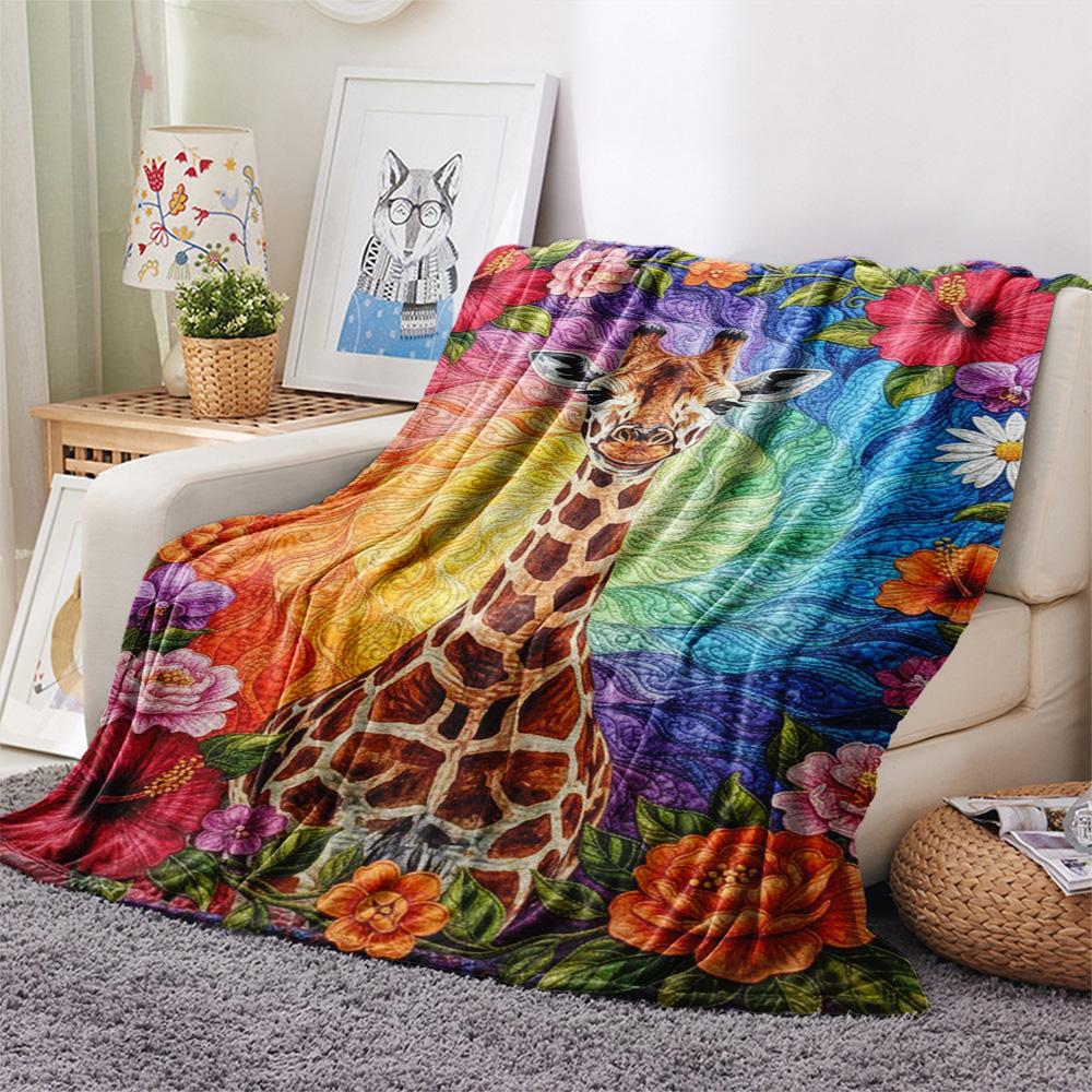 1PC Patchwork art Print FlAannel Blanket, High quality Comfortable for All Seasons, Home Decor, Warmth and Comfort