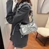 Ruched Bowknot Shoulder Bag Pu Leather Crossbody Bag Elegant Bow Underarm Bag  Women