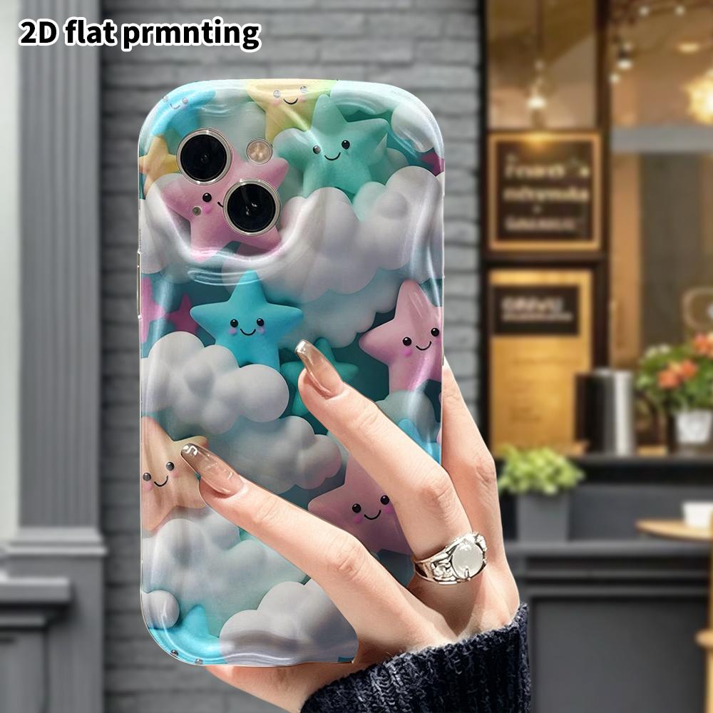 Phone Case: 2D Flat, Fits iPhone 18 17 16 15 14 13 12Pro Protective Case, Stars and Clouds, Perfect Christmas and Halloween Holiday Gift
