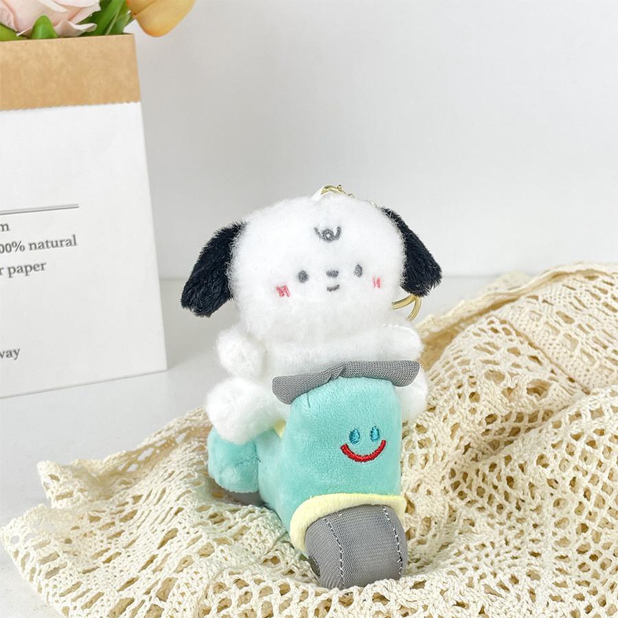 Motorcycle Adorable Animal Plush Keychain Stress Toy Soft And Cuddly Panda Bunny Design Puppy