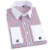 Quality Men Casual Slim Fit Shirt Mens Long Sleeve Business Dress Shirts French Cufflinks Shirt Male Striped Shirt