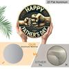 2D Flat, 1pc Round Aluminum Happy Father's Day Sign, Vintage Fist Bump Dad & Child Design, Retro Gold & Black Wall Decor, Waterproof & Durable