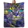 Violet Cat Throw Blanket Stylish Decor Blanket Gift for Friends Roommate
