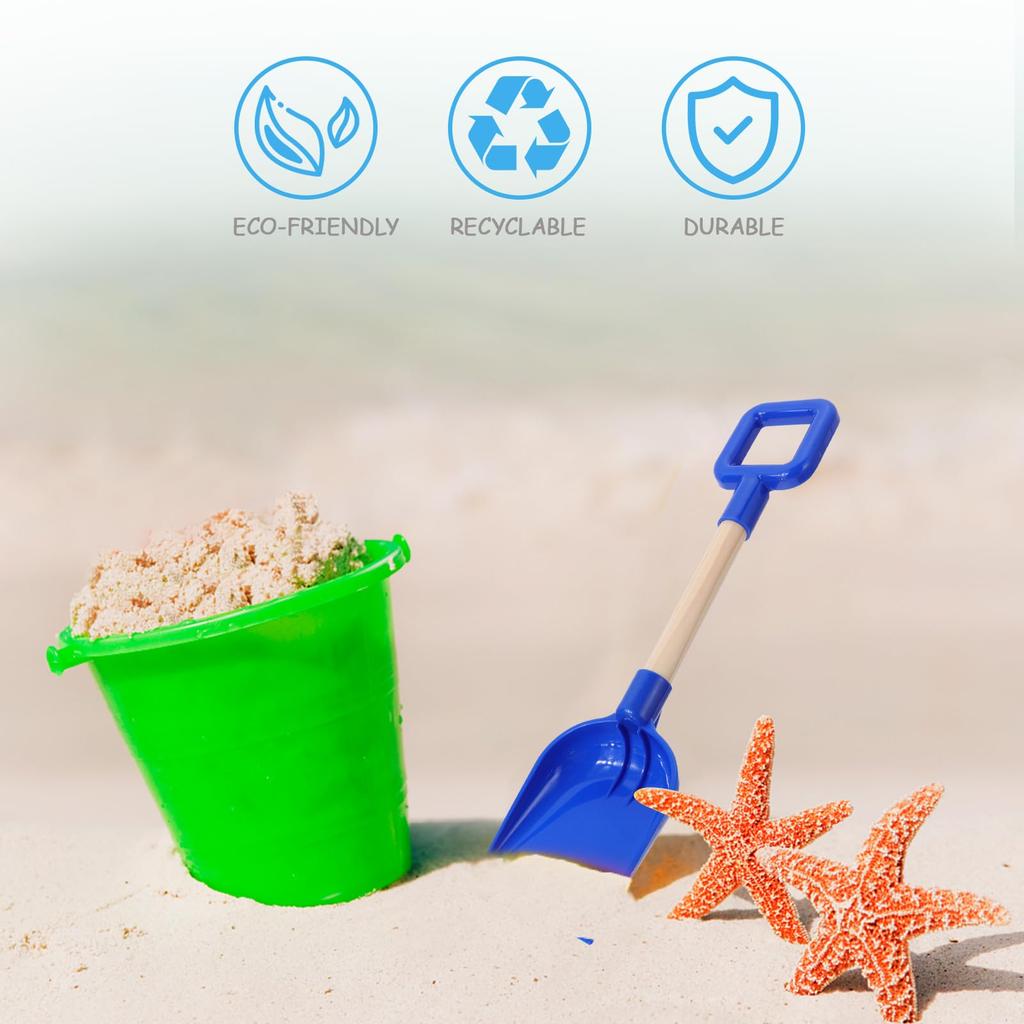 Lurrose Kids' Beach Shovel Set, 3-Piece Set with Wooden Handles, Sand and Gardening Tools, Perfect for Summer Beach Play and Snow Play (1 Each In