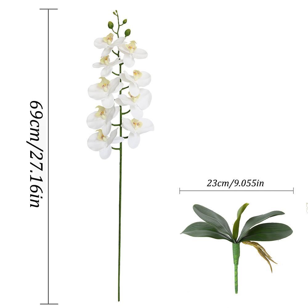 2PCS Artificial Flowers Orchid Set Real Touch 69cm Tall 9 Heads Fake Phalaenopsis Flower Vase Fillers Home Wedding Indoor Decor