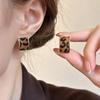 Luxury Retro Leopard Print C-Shaped Hoop Earrings For Women Elegant Metal C-Ring Hollow Earrings Gothic Charms Jewelry Gifts