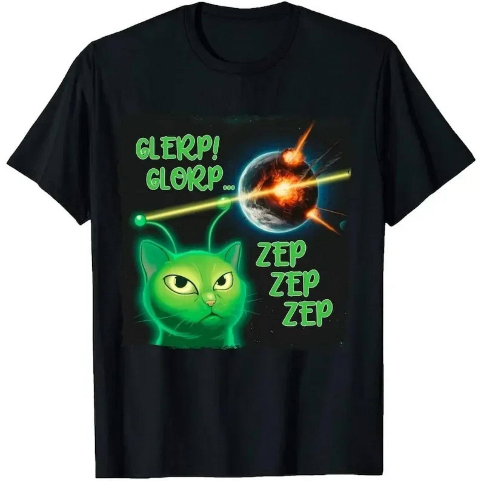 

Alien Cat Meme Glerp Glorp Zep Zep Shirt for Women Brainrot T-shirt Goofy ahh Shirts Dank Memes Tshirt Silly Cats Tee XXXXXL різнокольоровий