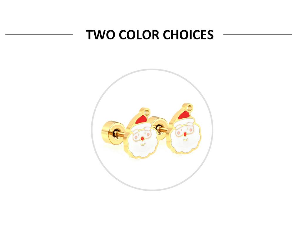 Santa Claus Stainless Steel Stud Earrings - Creative Christmas Design