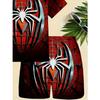 Summer Fashion Boys' Red 3D Spider Web Short Sleeved Shorts Set, Suitable for Outdoor Activities