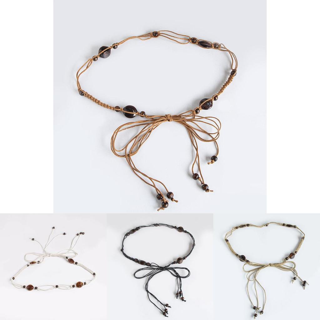 Ethnic Style Handcrafted Waist Rope With Wooden Accents For Boho Summer Fashion