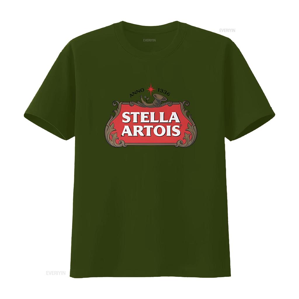Stella Artois Koszulka z nadrukiem logo w stylu vintage Czarna Retro Design vintage Prana odzież designerska Codzienna Wygodna Oddychająca