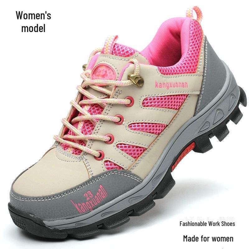 Women's Lightweight Anti-Smash, Anti-Puncture Safety Shoes for Hiking and Work - Breathable, Anti-Odor, and Available in Small Sizes