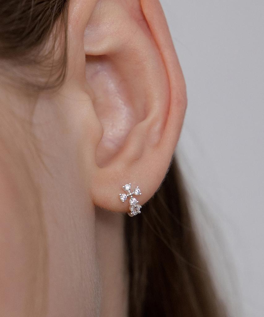 Tatiana (Silver 925) Cross Cubic Hoop Earrings Ec3291