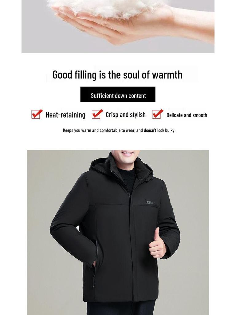 Woodpecker Men's Winter Down Jacket: Thick, Warm, Business Style, Plus Velvet, for Middle-Aged Dads.