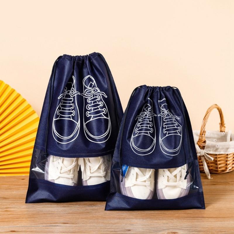 10Pcs/Set Shoe Dust Covers Non-Woven Dustproof Drawstring Clear Storage Bag Travel Pouch Bags Drying Shoes Protect Shoes