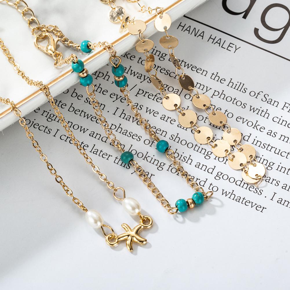 3 Pieces Set Of Women'S Alloy Anklet Fashion Simple Animal Popular Elements Disc Anklet