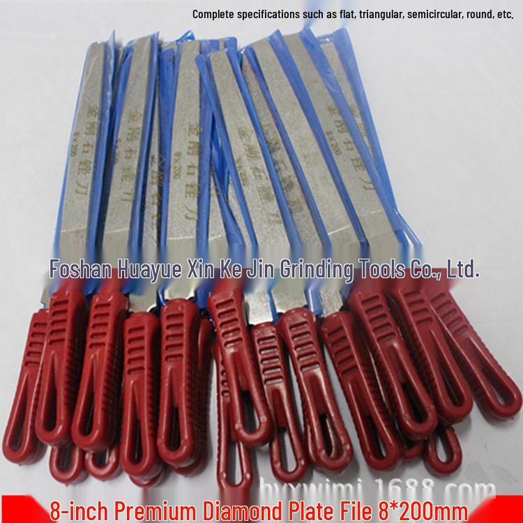 8" Diamantfeilen-Set: 8x200mm Große Plattfeilen - Flach, Halbrund, Dreieckig, Rund