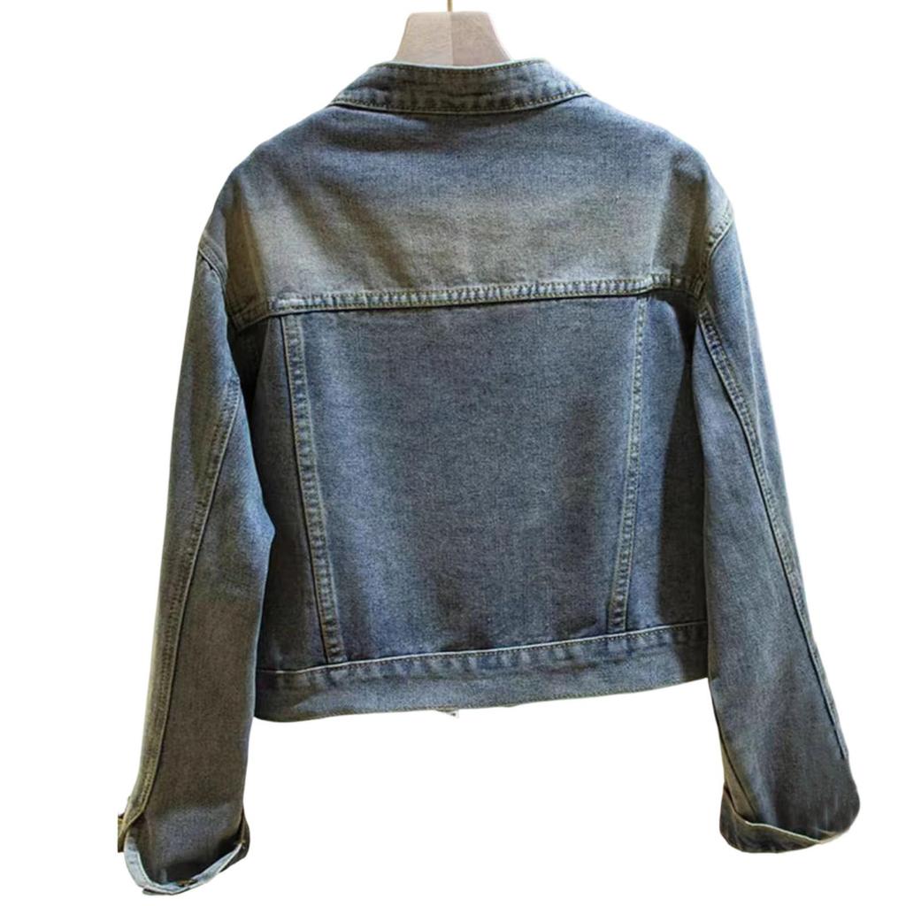 Women's Casual Stand Collar Denim Jacket, for Everyday Wear