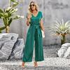 Solid Color Bodysuit Women's Summer Temperament Commuter Relaxed Wide Leg Pants