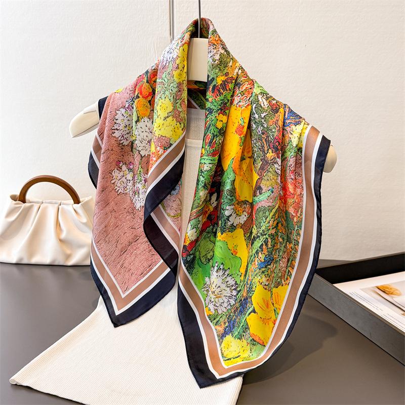 Luxury Fashion Designer 70cm Square Scarves Women's Silk Scarf Spring and Summer Foulard Shawl Bandana Small Hairbands