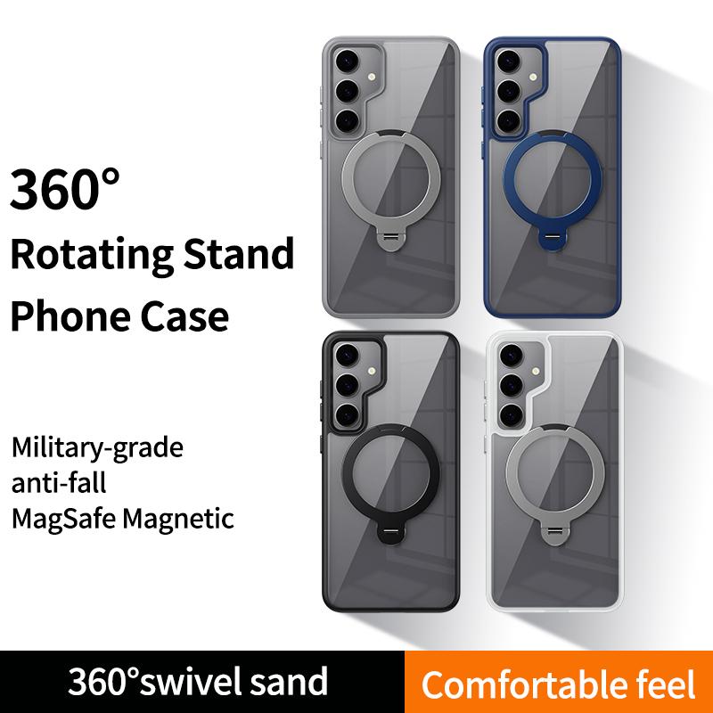 For Samsung Galaxy S24 Magnetic Case Kickstand TPU+Acrylic Phone Cover