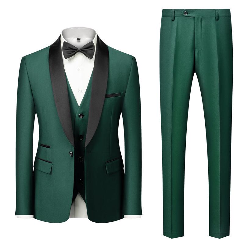 Men's Plus Size Business Casual Suit Three-Piece Set for Weddings and Events