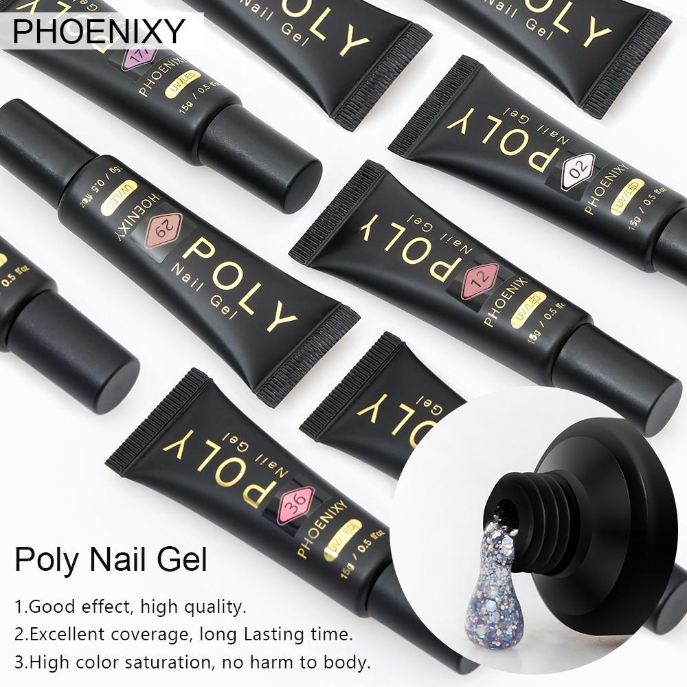 PHOENIXY Gel Nail Polish Varnish Kit with 36W Nail Dryer Lamp Poly Extension Gel Nail Art Manicure Tools Soak-off UV LED Gel Set