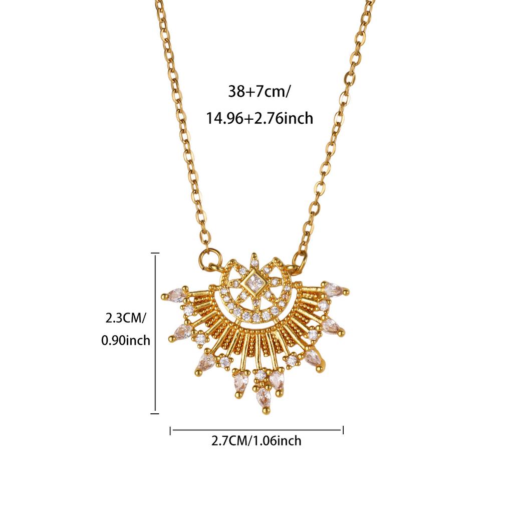 Exaggerated Arabic Sun Star Stainless Steel Necklaces Women 18K Gold-plated Necklace Wedding Jewelry Accessories Birthday Gifts