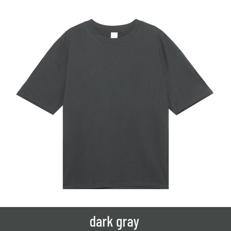 

250g Loose Drop Shoulder Short Sleeve Cotton Logo T-shirt - Custom Workwear Team Shirt XXXL темно-сірий