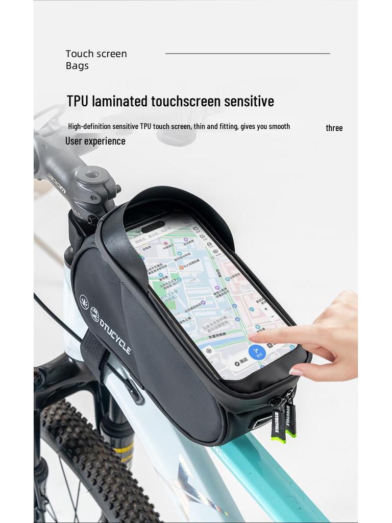 DTUCYCLE Waterproof Top Tube Bicycle Bag with Touch Screen Phone Holder