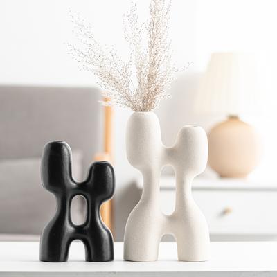Abstrakte Unregelmäßige Schwarz-Weiß Wabi Wind Keramikvase Einfaches Vielseitiges Ornament Geschenke