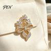 Women Dainty Jewelry Rhinstone Flower Bow Brooch Pin, Hollow Floral Bowknot Retro Alloy for Girls, Decorative Accessory Clothing Bags Scarves Pin