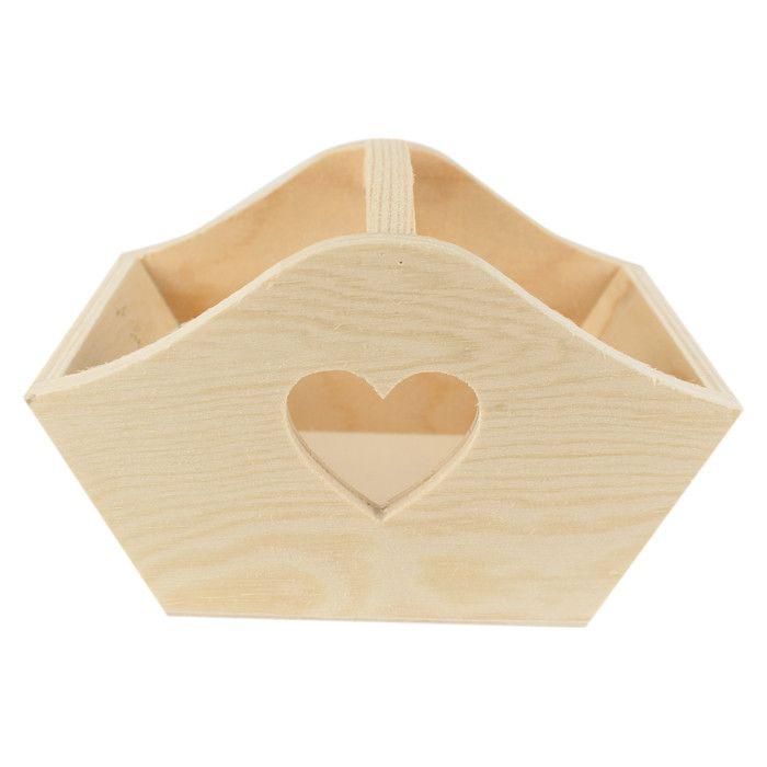 Panier en bois découpe coeur 15 x 10 x 9,5 cm