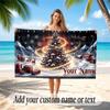 Christmas Theme Quick Dry Beach Towel Custom Name Text Print Large Sand Resistant Towel Beach Vacation