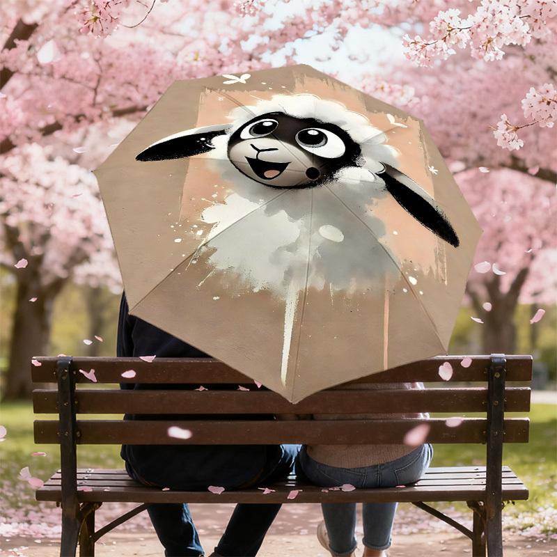 1PC Sheep Flower Automatic Open/Close Umbrella with Windproof, 8-Rib Sturdy Canopy, Durable Ribs, Fashionable Design1328A