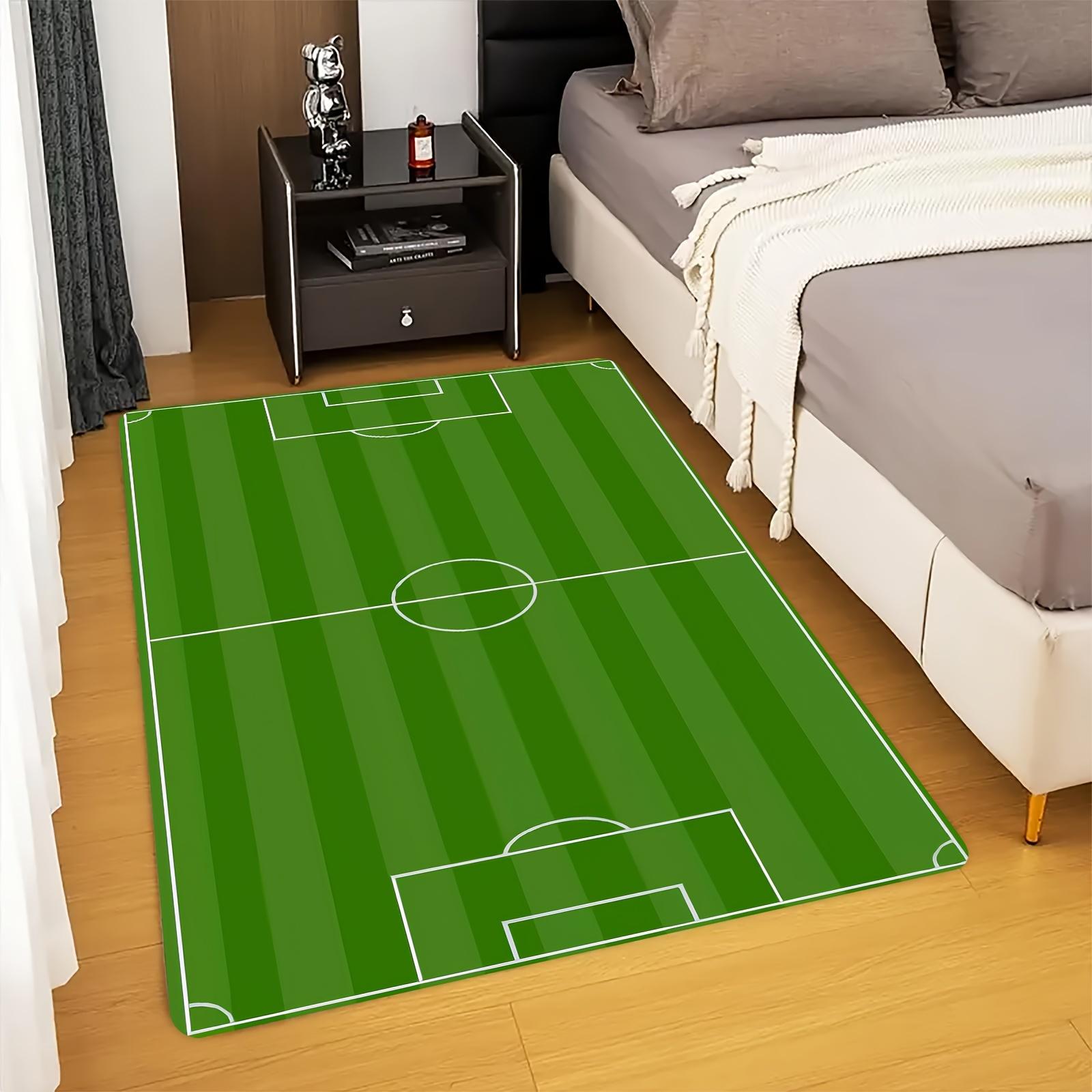 

Striped Lawn Soccer Field Theme Flannel-printed floor mats are slip-resistant Suitable for living room bedroom terrace carpets 60x90cm