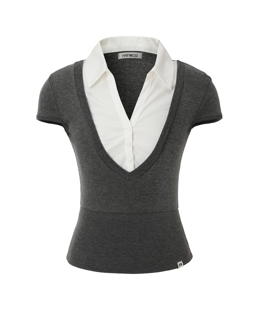 Mileko Layered Collar T Grey