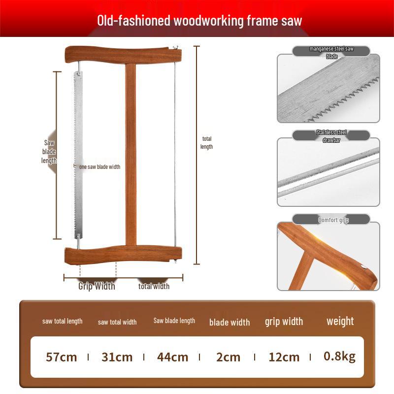 Bamboo Craftsman's Traditional Woodworking Tools Set: Fine-tooth Hand Saw & Sharp Frame Saw
